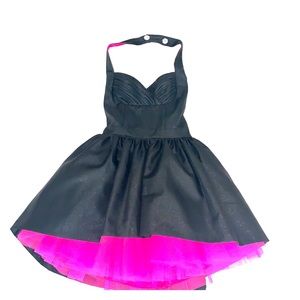 Betsey Johnson Black Halter Pink Tulle Dress Sz 0